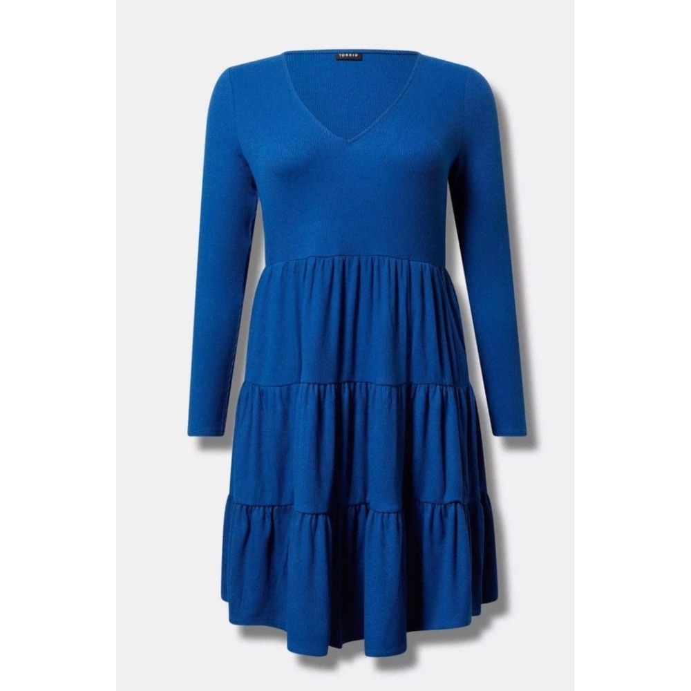 torrid Royal Blue Long Sleeve Tiered Mini Dress Size 0